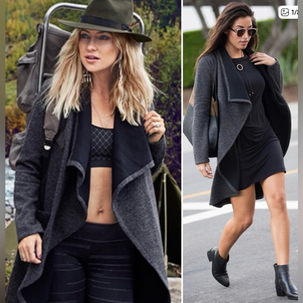 Fabletics Moscow Coat Jacket Gray Open Front Wome… - image 1